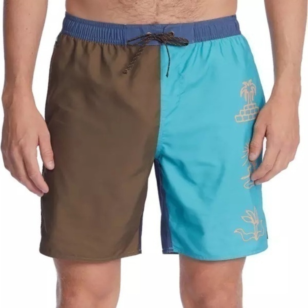 Billabong x Wrangler Men's Sacred‎ Sands Layback Aqua Swim Trunks Size XL New